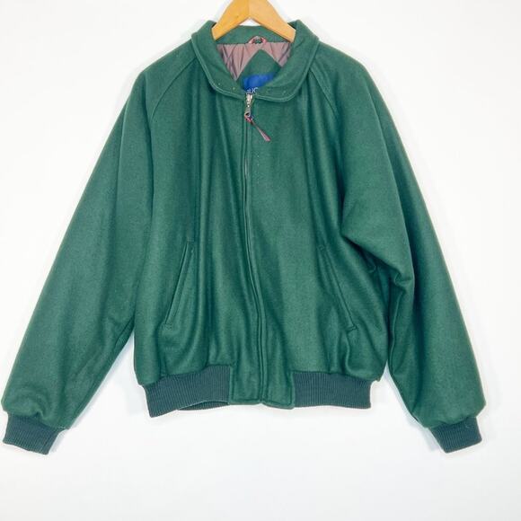 Vintage 90's Bugle Boy Outerwear Hunter Green Wool Varsity Bomber Jacket Coat - Picture 3 of 13